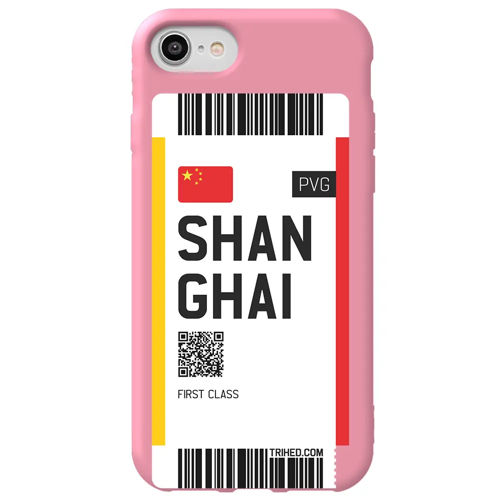 Apple iPhone 7 Pembe Renkli Silikon Telefon Kılıfı - Shanghai Bileti