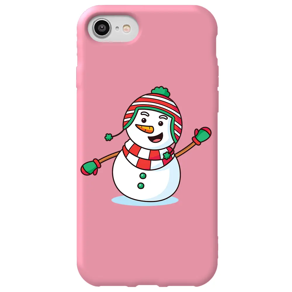 Apple iPhone 7 Pembe Renkli Silikon Telefon Kılıfı - Snowman 2