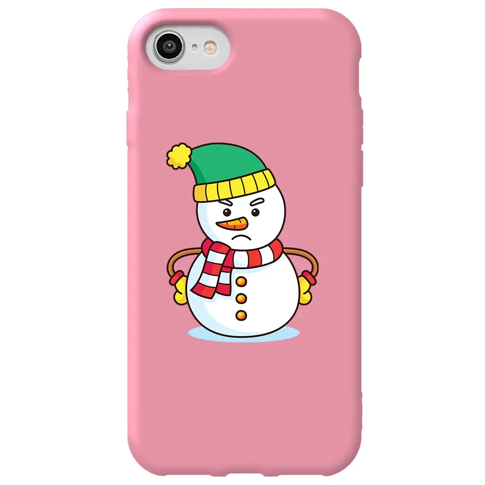 Apple iPhone 7 Pembe Renkli Silikon Telefon Kılıfı - Snowman 3