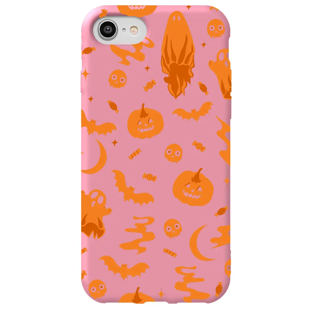 Apple iPhone 7 Pembe Renkli Silikon Telefon Kılıfı - Spooky Orange