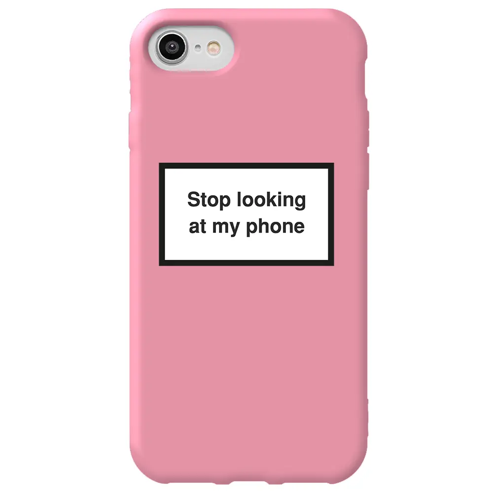 Apple iPhone 7 Pembe Renkli Silikon Telefon Kılıfı - Stop Looking 2