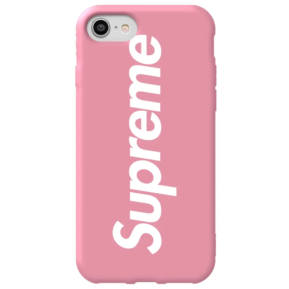 Apple iPhone 7 Pembe Renkli Silikon Telefon Kılıfı - Supreme