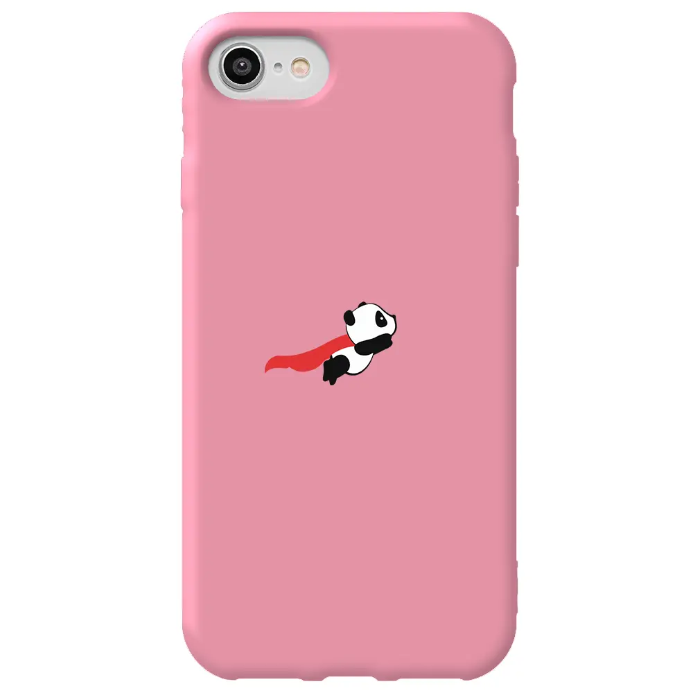 Apple iPhone 7 Pembe Renkli Silikon Telefon Kılıfı - Uçan Panda