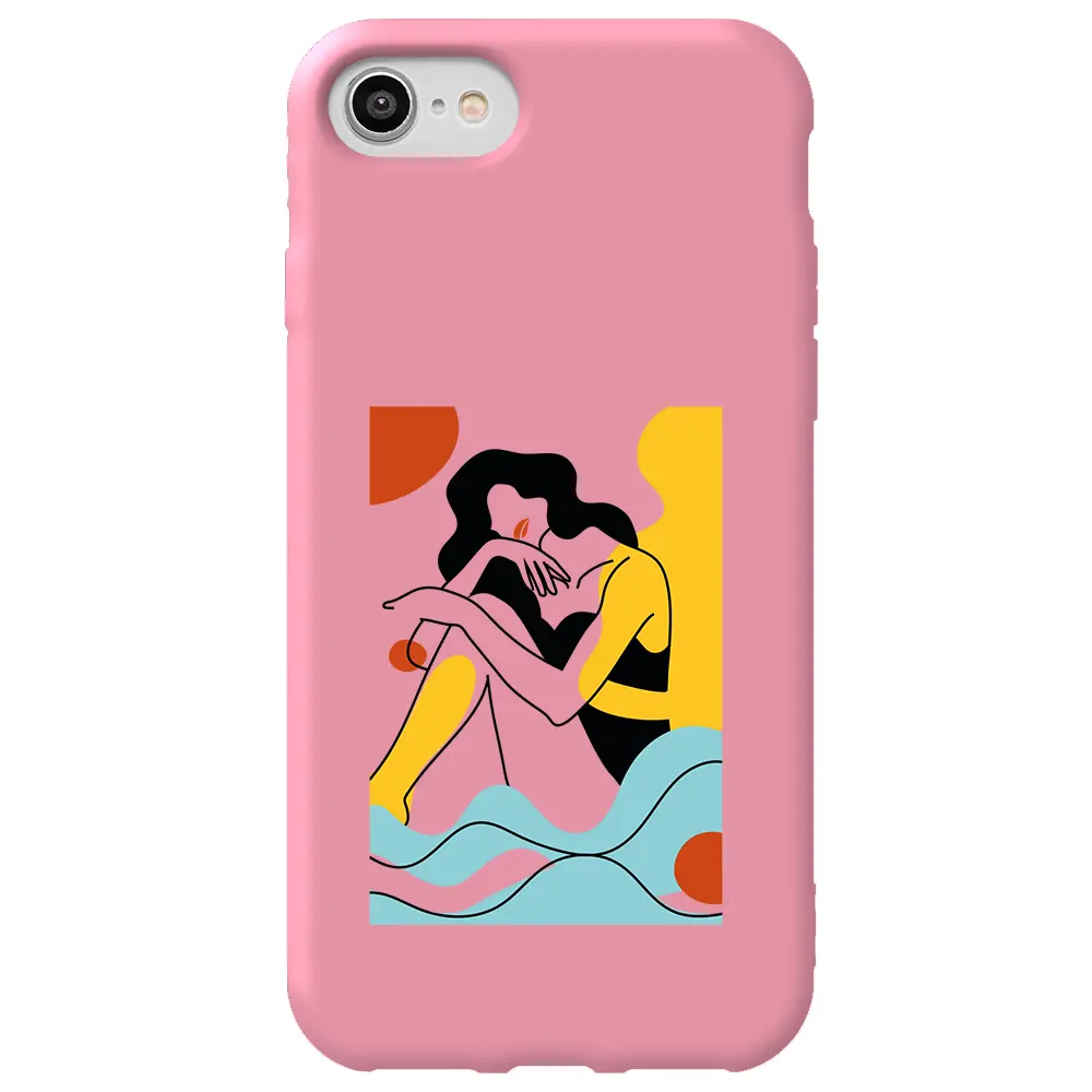 Apple iPhone 7 Pembe Renkli Silikon Telefon Kılıfı - Watch Sea