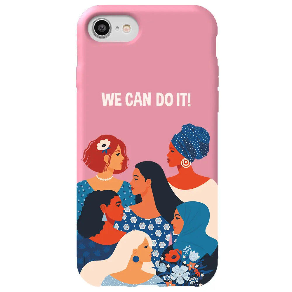 Apple iPhone 7 Pembe Renkli Silikon Telefon Kılıfı - We Can Do It! 2