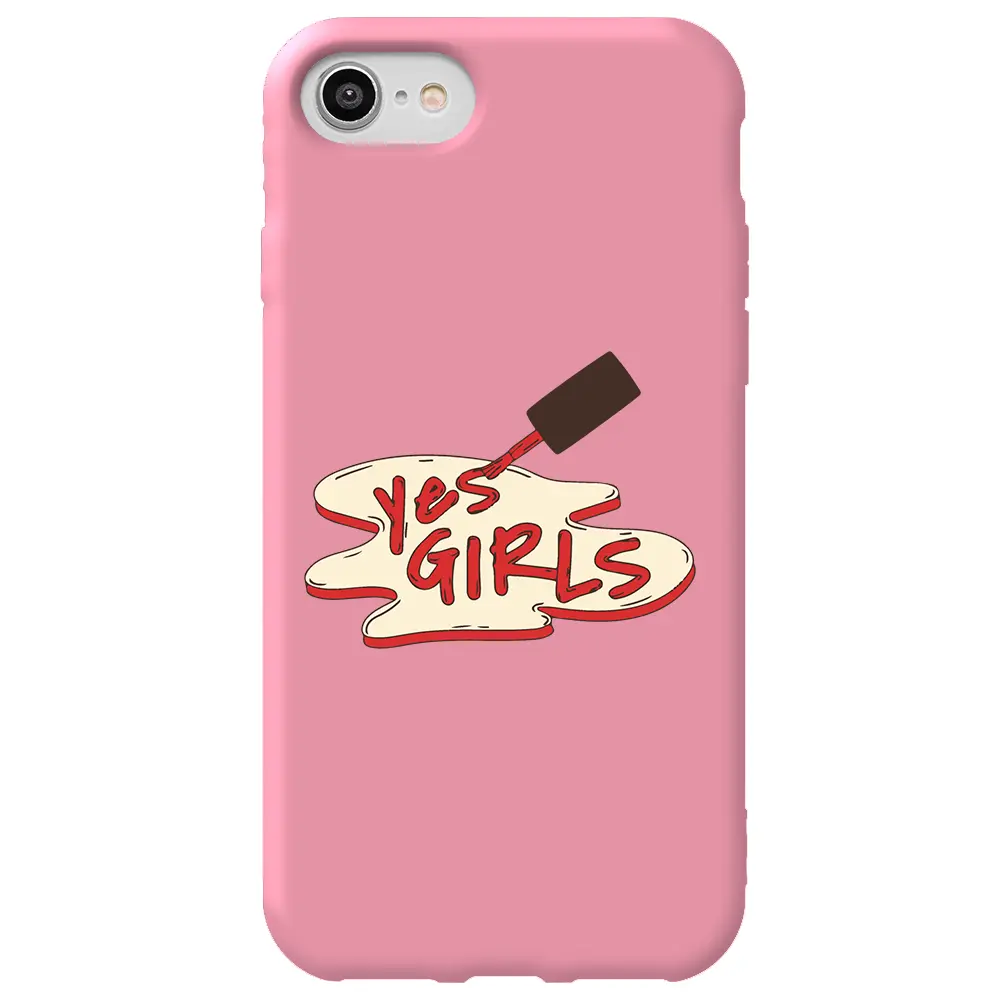 Apple iPhone 7 Pembe Renkli Silikon Telefon Kılıfı - Yes Girls