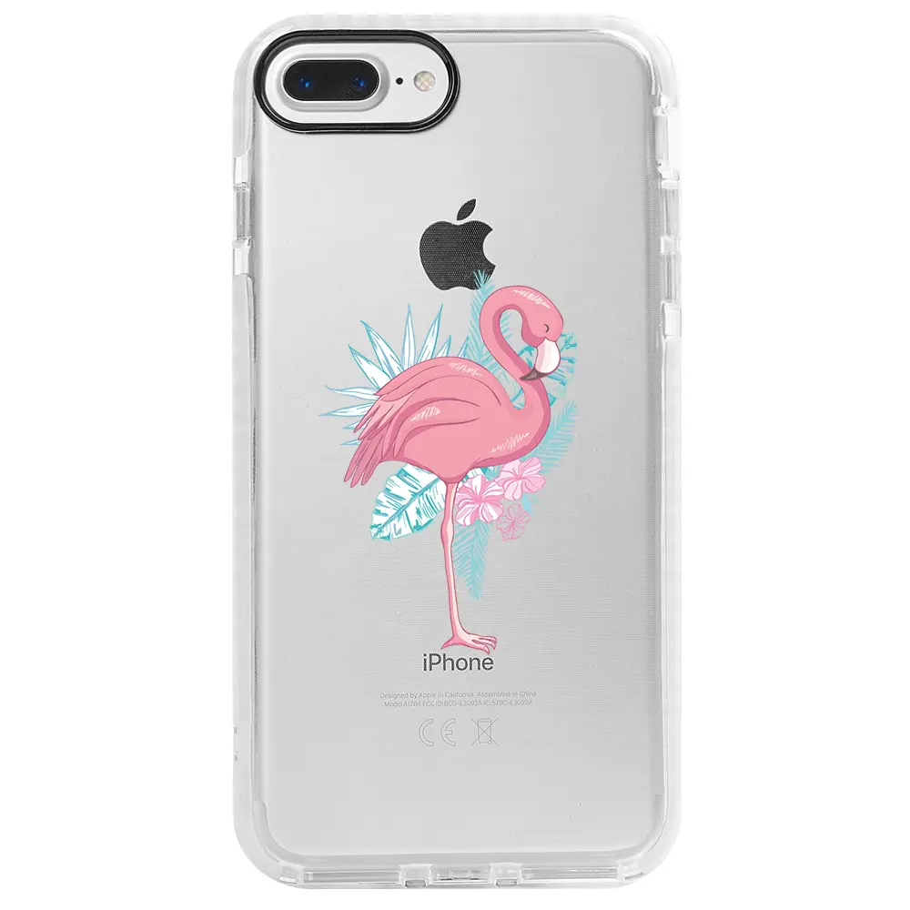 Apple iPhone 7 Plus Beyaz Impact Premium Telefon Kılıfı - Alone Flamingo