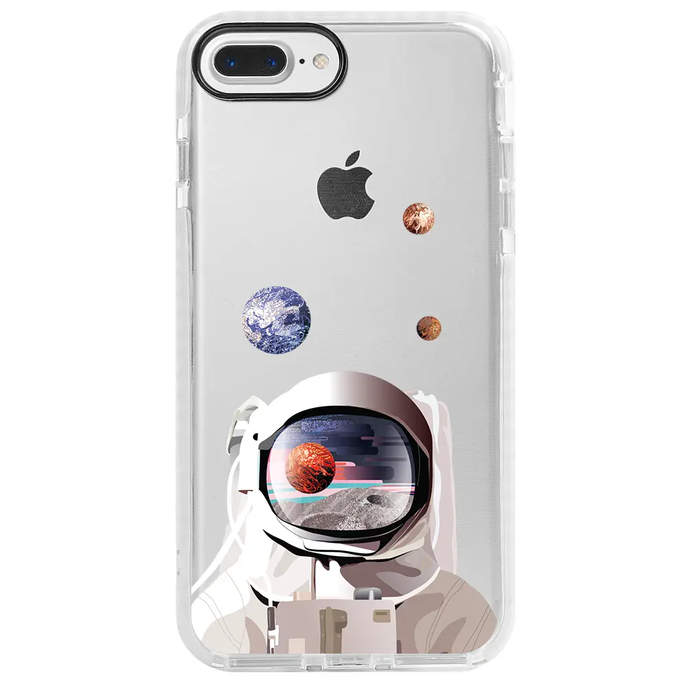 Apple iPhone 7 Plus Beyaz Impact Premium Telefon Kılıfı - Astronotun Gözünden