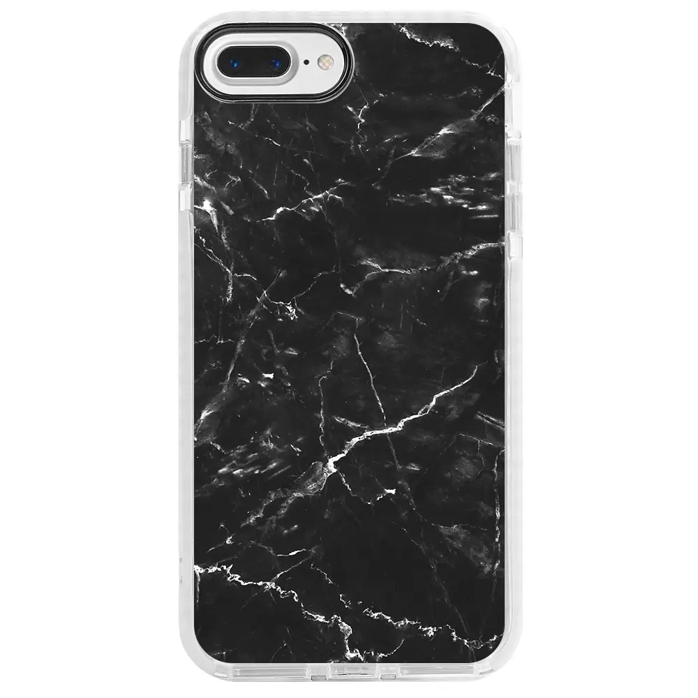 Apple iPhone 7 Plus Beyaz Impact Premium Telefon Kılıfı - Black Marble 2