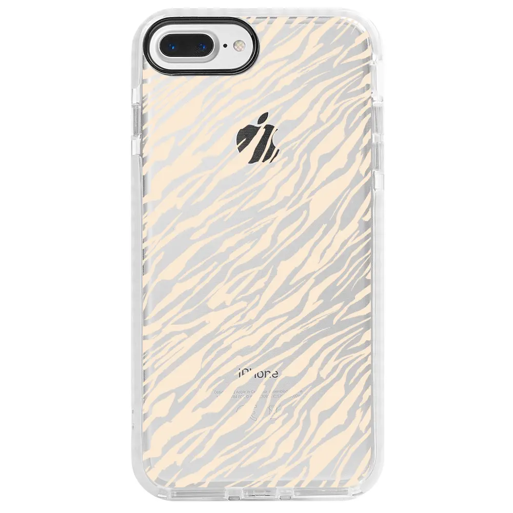 Apple iPhone 7 Plus Beyaz Impact Premium Telefon Kılıfı - Capraz Zebra Gold