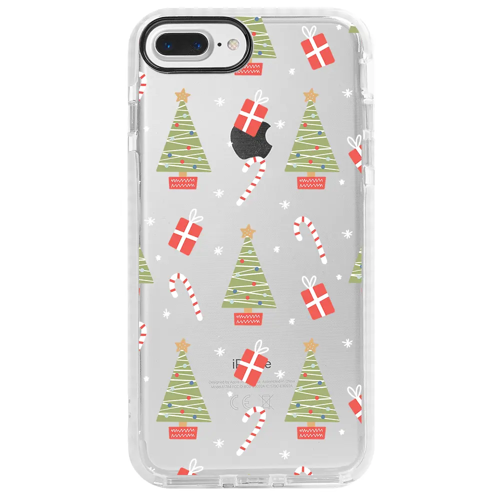 Apple iPhone 7 Plus Beyaz Impact Premium Telefon Kılıfı - Christmas Candy