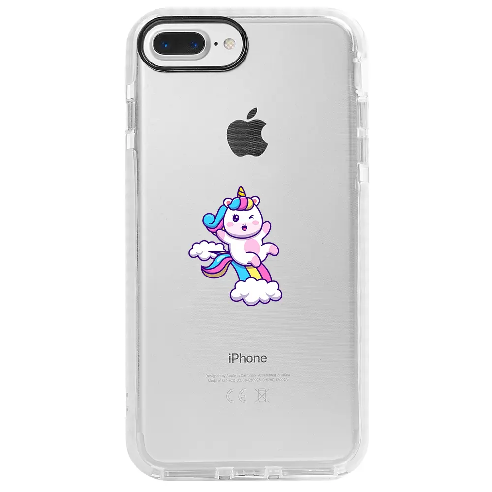 Apple iPhone 7 Plus Beyaz Impact Premium Telefon Kılıfı - Colorful Unicorn