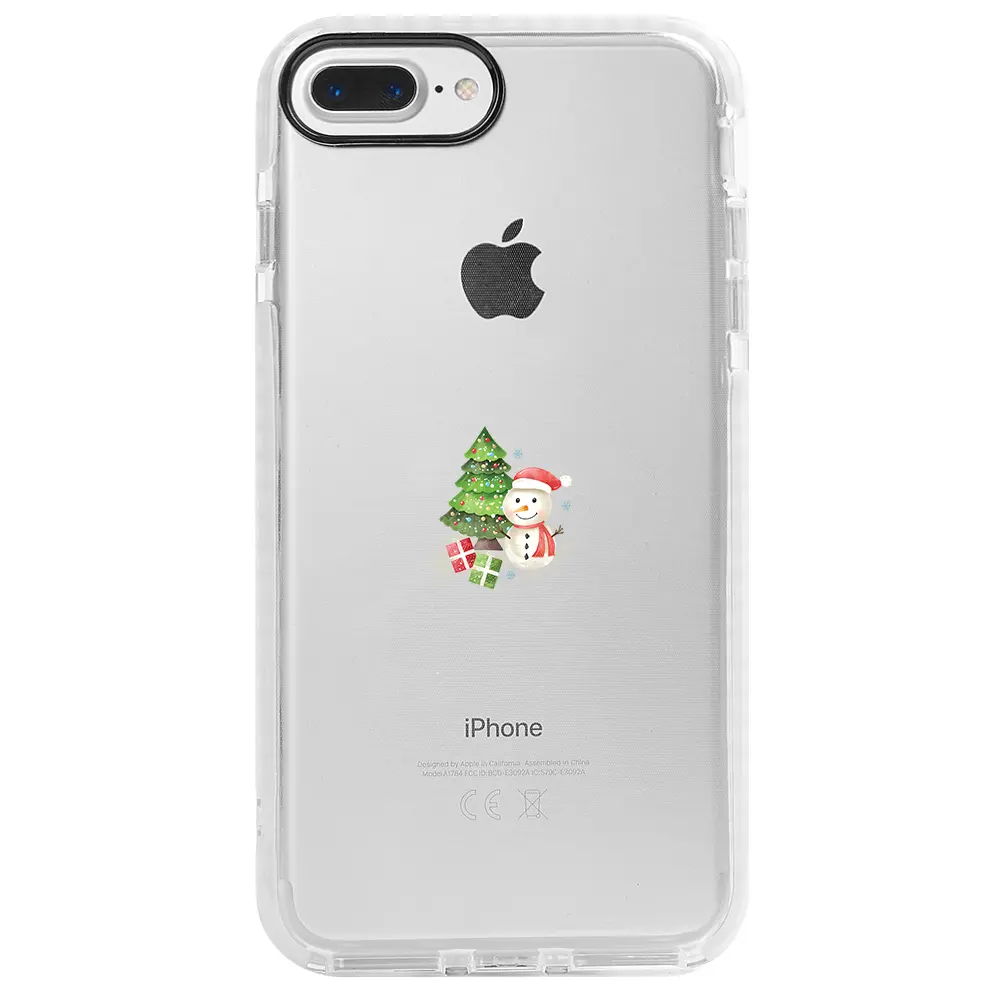 Apple iPhone 7 Plus Beyaz Impact Premium Telefon Kılıfı - Cute Snowman