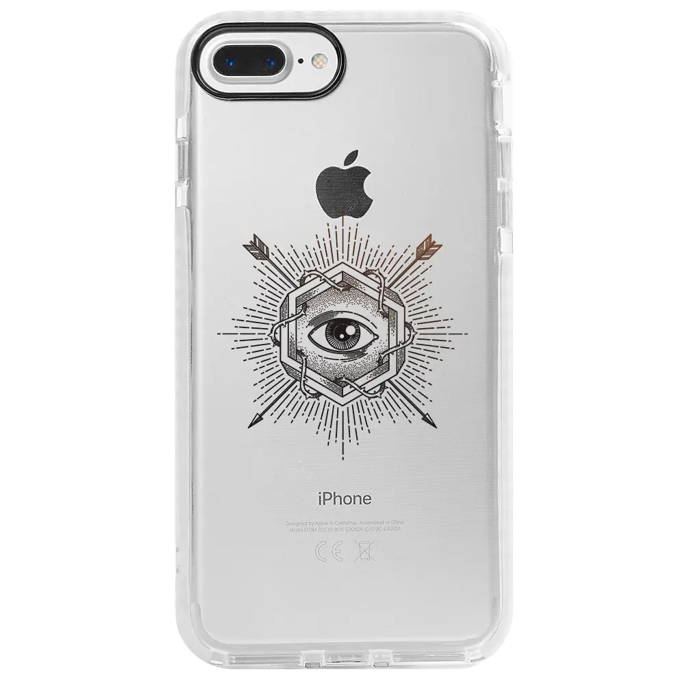Apple iPhone 7 Plus Beyaz Impact Premium Telefon Kılıfı - Dikenli Sarmaşık Göz