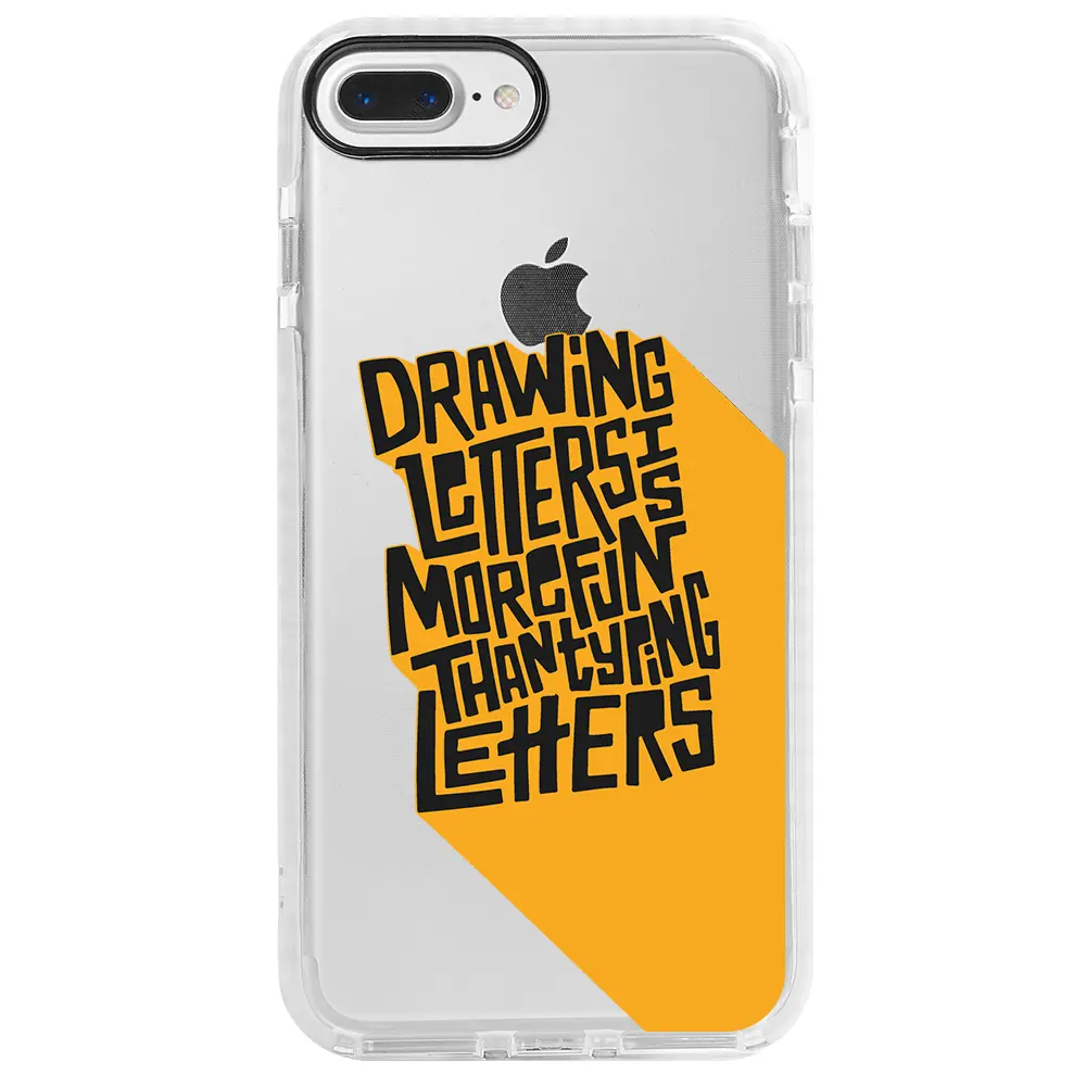 Apple iPhone 7 Plus Beyaz Impact Premium Telefon Kılıfı - Drawing Letters