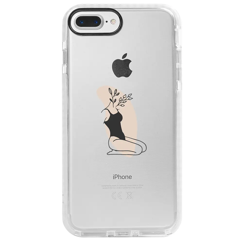 Apple iPhone 7 Plus Beyaz Impact Premium Telefon Kılıfı - Flower Girl Sitting