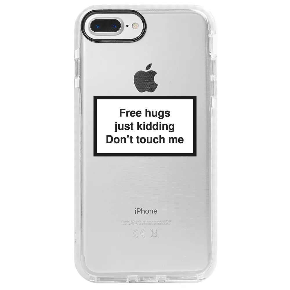 Apple iPhone 7 Plus Beyaz Impact Premium Telefon Kılıfı - Free Hugs