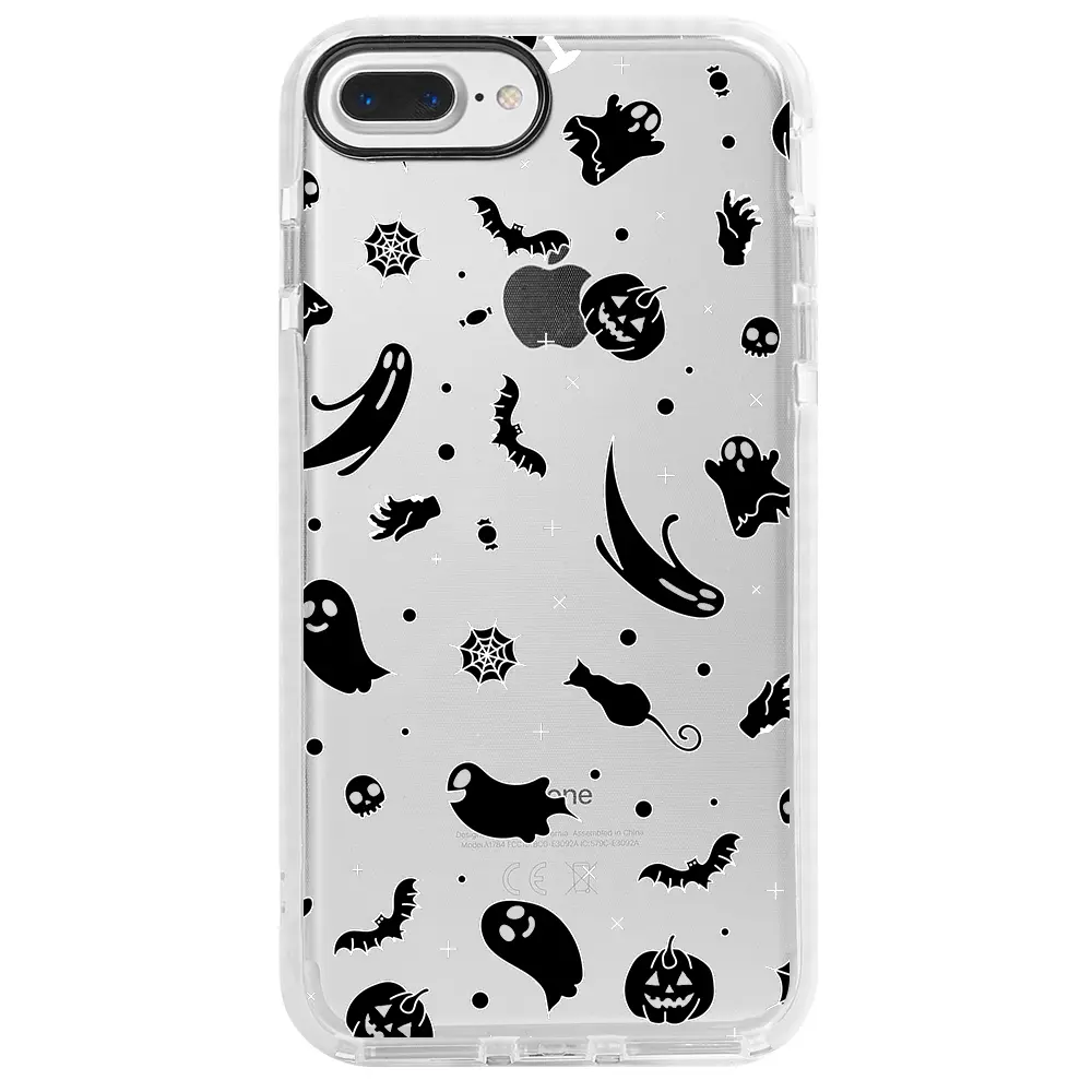 Apple iPhone 7 Plus Beyaz Impact Premium Telefon Kılıfı - Halloween Black