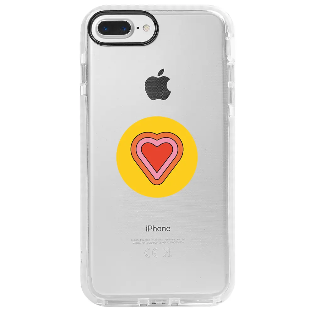 Apple iPhone 7 Plus Beyaz Impact Premium Telefon Kılıfı - Kalp