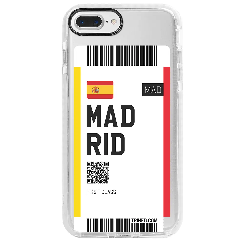 Apple iPhone 7 Plus Beyaz Impact Premium Telefon Kılıfı - Madrid Bileti