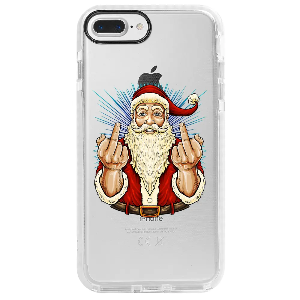 Apple iPhone 7 Plus Beyaz Impact Premium Telefon Kılıfı - Naughty Santa