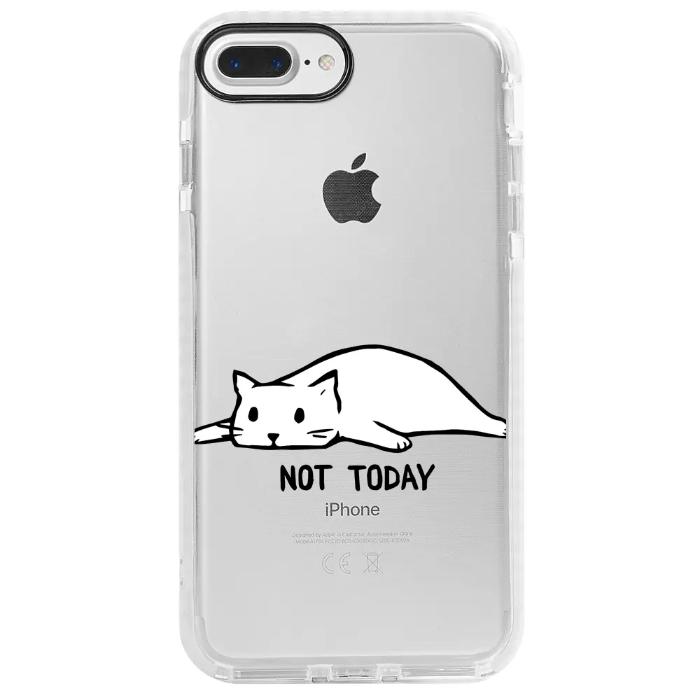 Apple iPhone 7 Plus Beyaz Impact Premium Telefon Kılıfı - Not Today Cat