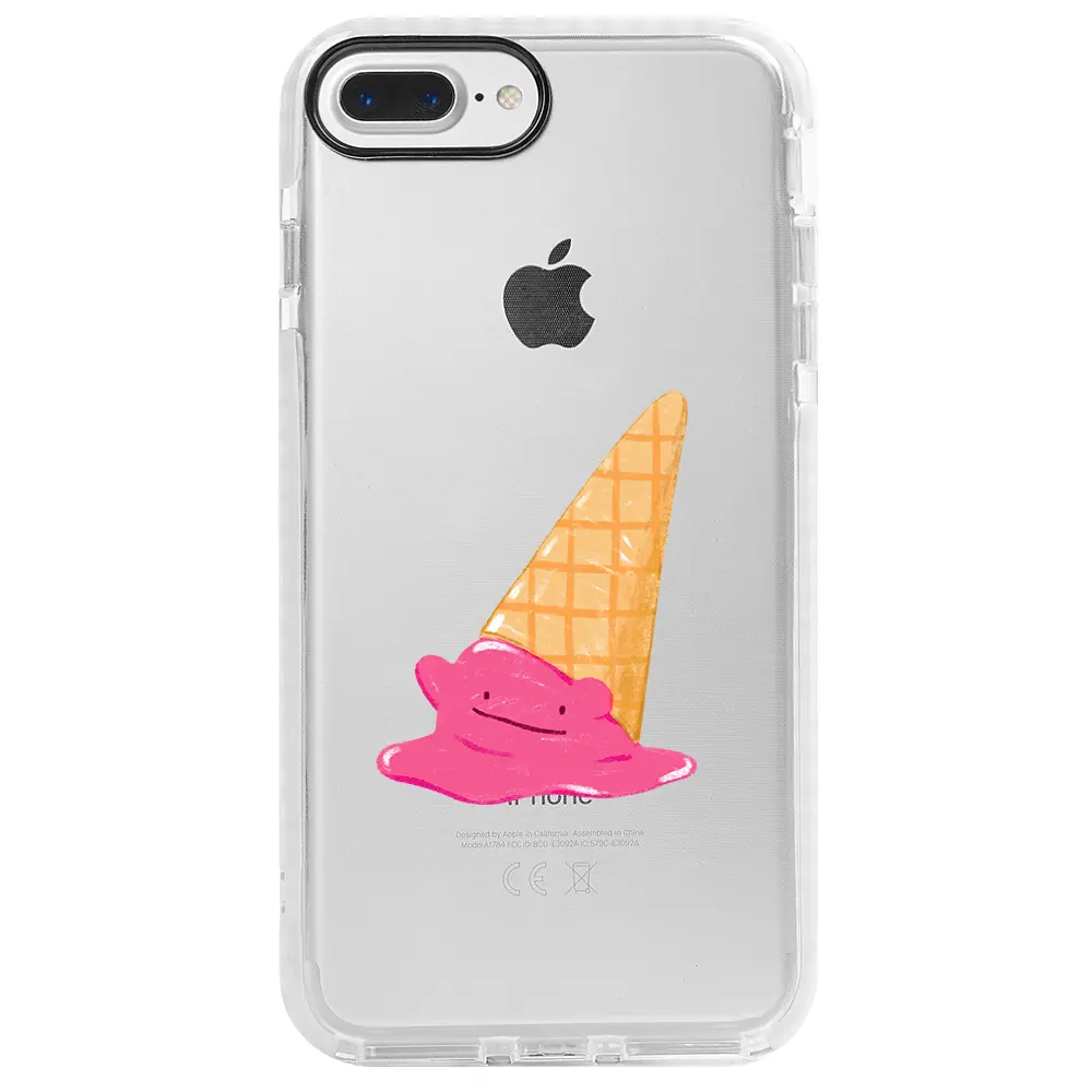 Apple iPhone 7 Plus Beyaz Impact Premium Telefon Kılıfı - Sevimli Dondurma