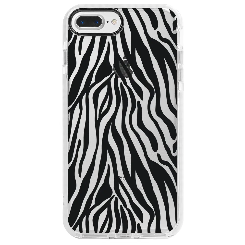 Apple iPhone 7 Plus Beyaz Impact Premium Telefon Kılıfı - Siyah Zebra Desenleri
