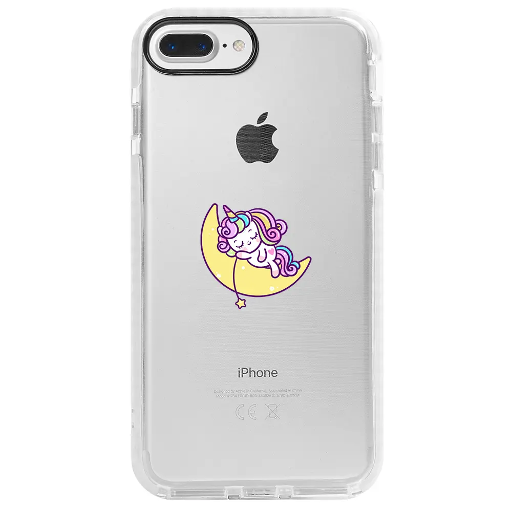 Apple iPhone 7 Plus Beyaz Impact Premium Telefon Kılıfı - Sleepy Unicorn