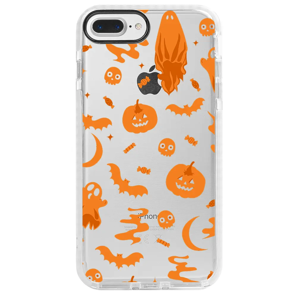 Apple iPhone 7 Plus Beyaz Impact Premium Telefon Kılıfı - Spooky Orange