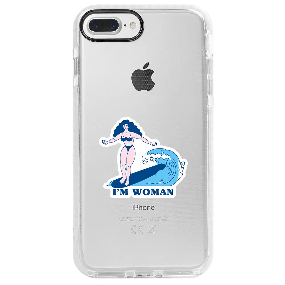 Apple iPhone 7 Plus Beyaz Impact Premium Telefon Kılıfı - Surf Queen
