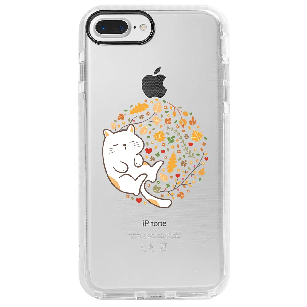 Apple iPhone 7 Plus Beyaz Impact Premium Telefon Kılıfı - Uyuyan Kedi