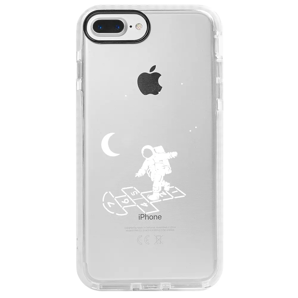 Apple iPhone 7 Plus Beyaz Impact Premium Telefon Kılıfı - Uzayda Oyun