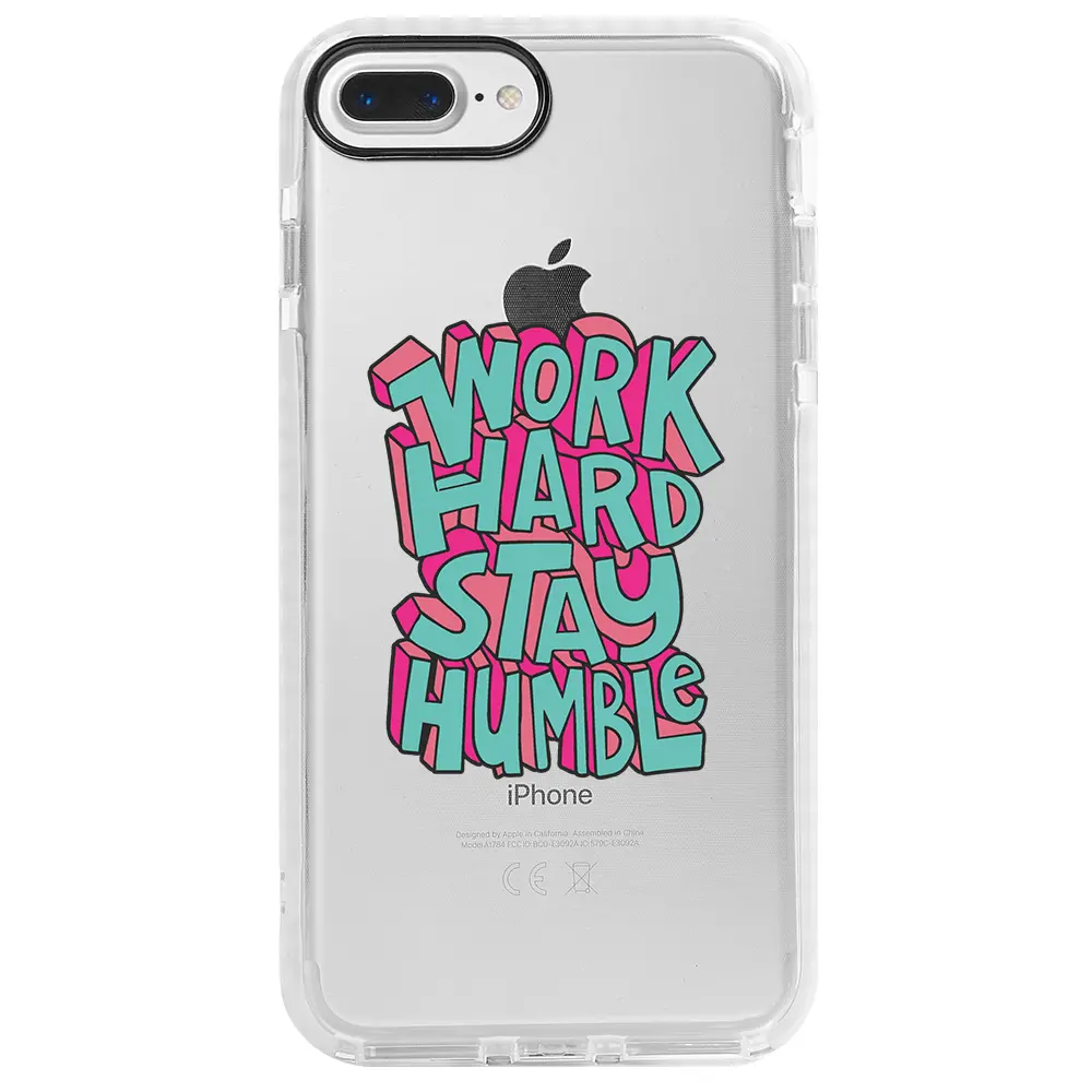 Apple iPhone 7 Plus Beyaz Impact Premium Telefon Kılıfı - Work Hard