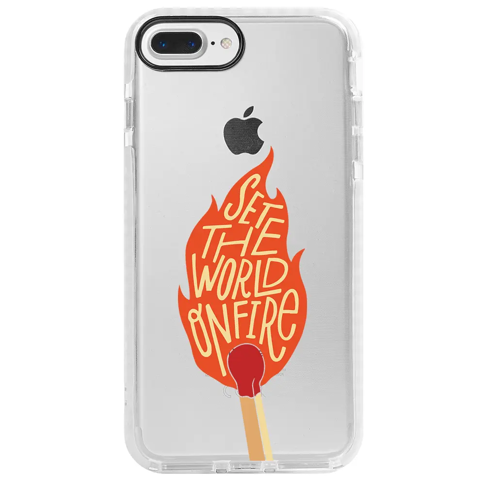 Apple iPhone 7 Plus Beyaz Impact Premium Telefon Kılıfı - World on Fire