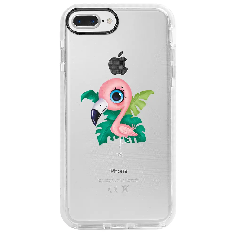 Apple iPhone 7 Plus Beyaz Impact Premium Telefon Kılıfı - Yavru Flamingo
