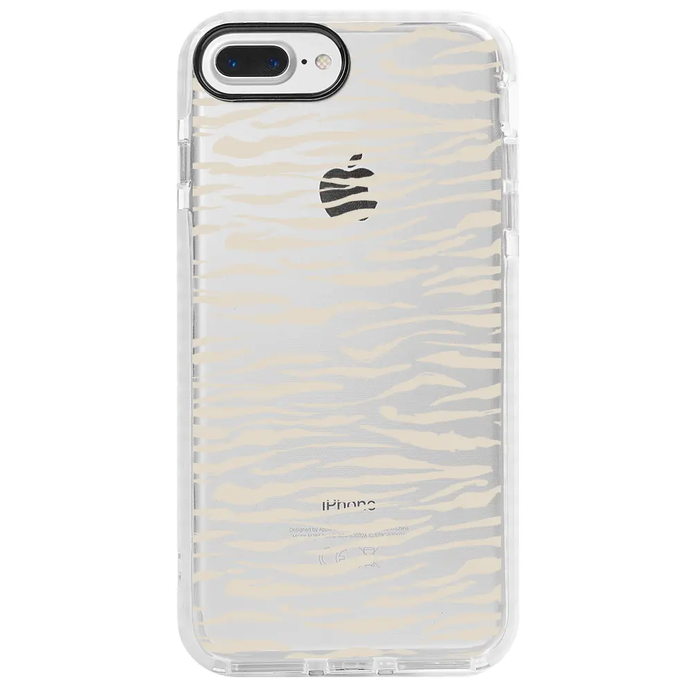 Apple iPhone 7 Plus Beyaz Impact Premium Telefon Kılıfı - Zebra Sepya