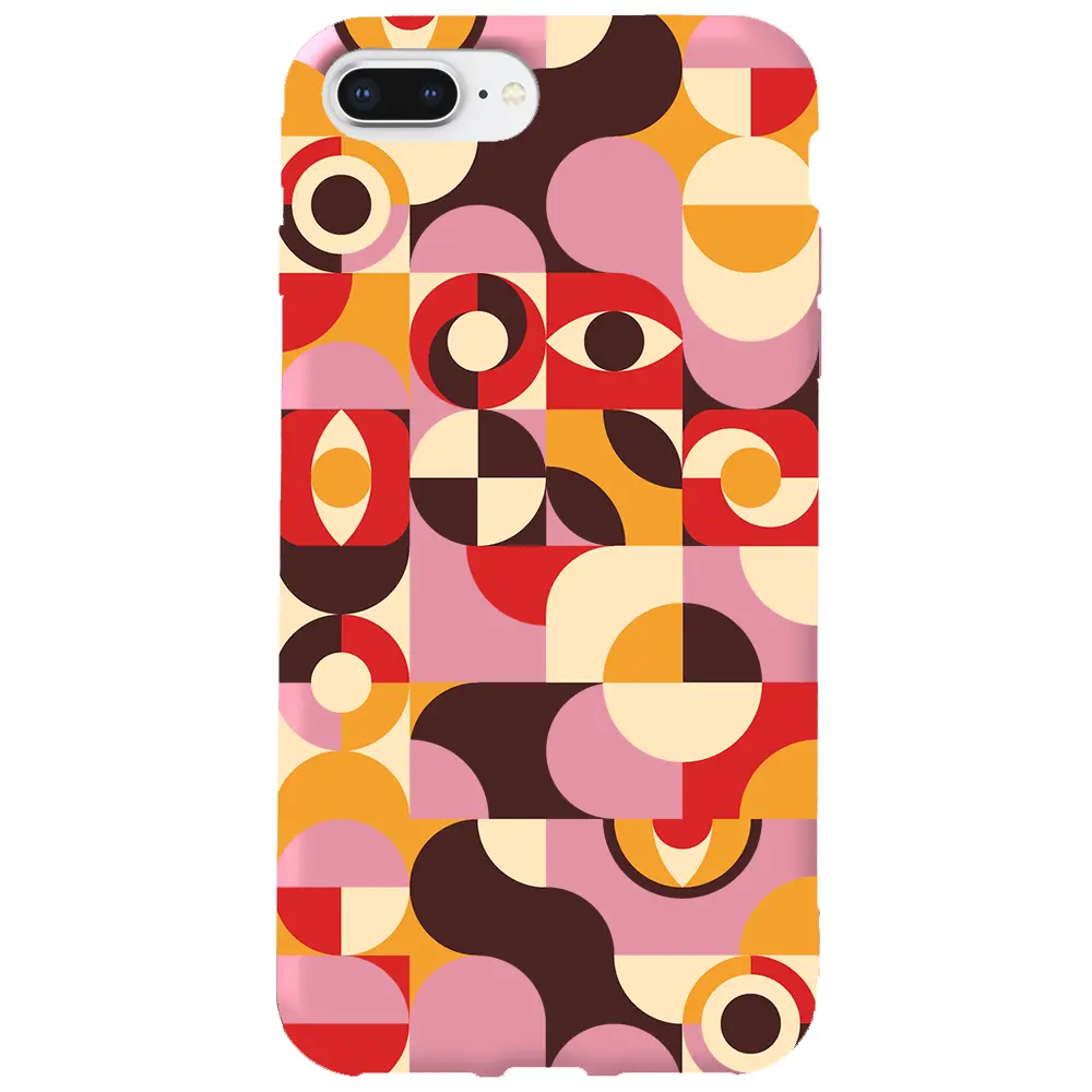 Apple iPhone 7 Plus Pembe Renkli Silikon Telefon Kılıfı - Abstract Desen 4