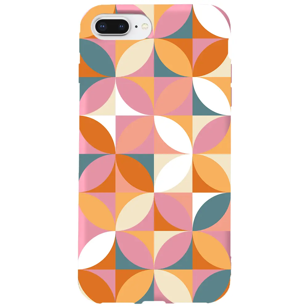 Apple iPhone 7 Plus Pembe Renkli Silikon Telefon Kılıfı - Abstract Desen 6