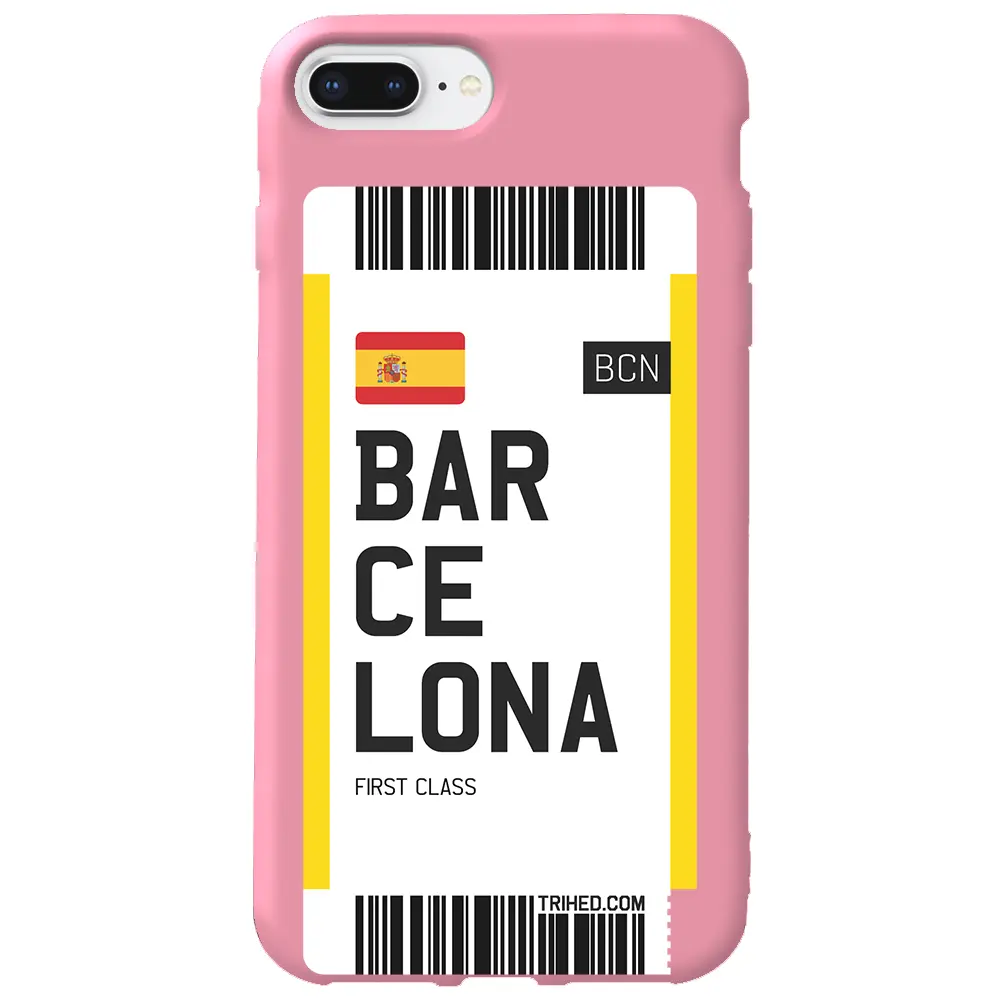 Apple iPhone 7 Plus Pembe Renkli Silikon Telefon Kılıfı - Barcelona Bileti
