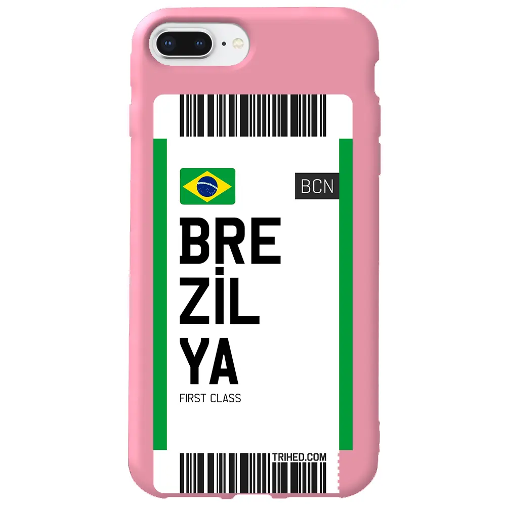 Apple iPhone 7 Plus Pembe Renkli Silikon Telefon Kılıfı - Brezilya Bileti