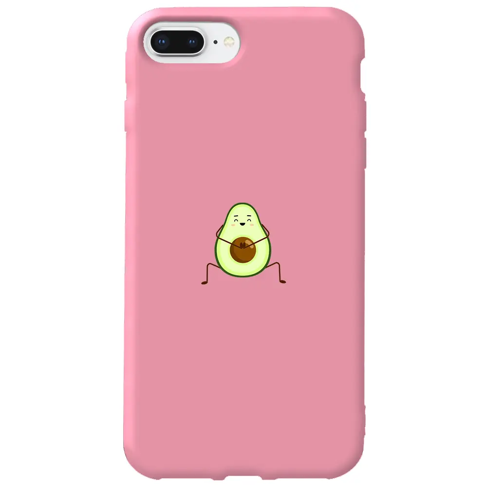 Apple iPhone 7 Plus Pembe Renkli Silikon Telefon Kılıfı - Cute Avokado