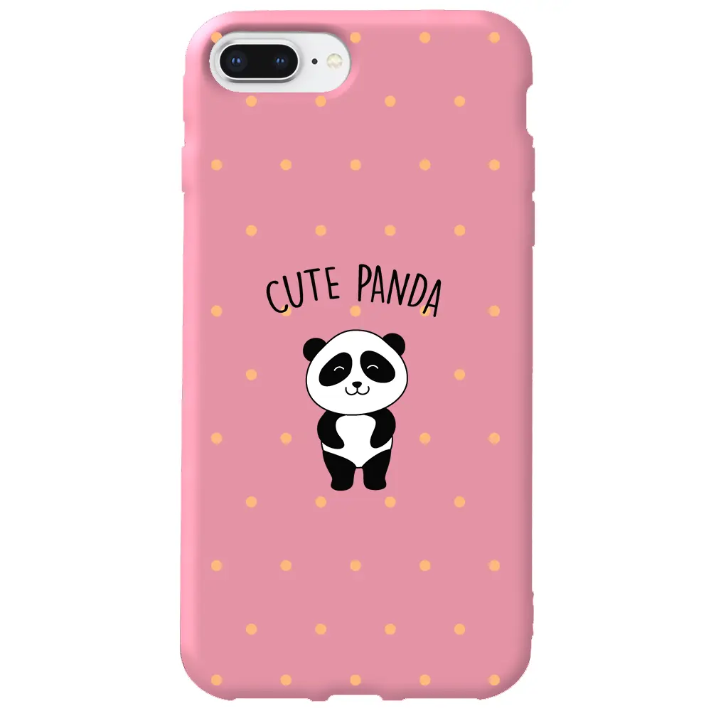 Apple iPhone 7 Plus Pembe Renkli Silikon Telefon Kılıfı - Cute Panda