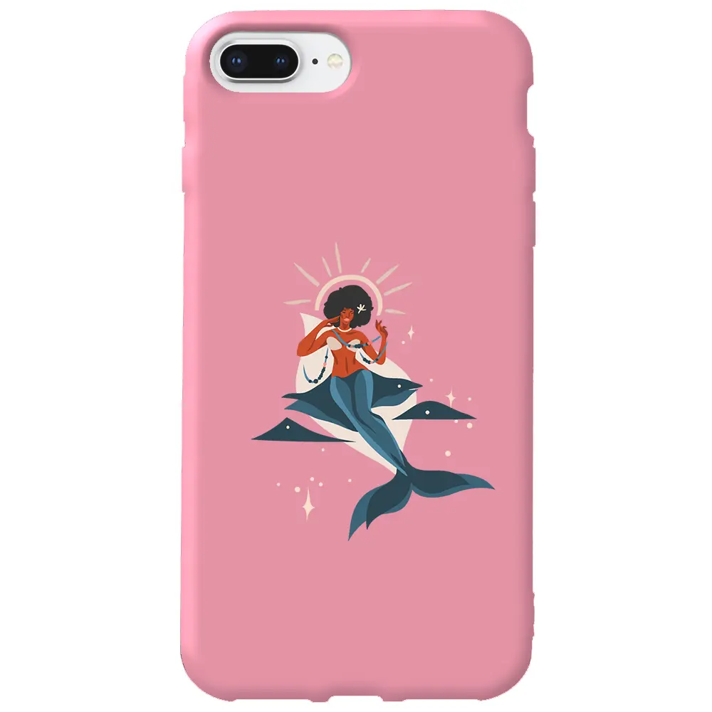 Apple iPhone 7 Plus Pembe Renkli Silikon Telefon Kılıfı - Deniz Kızı