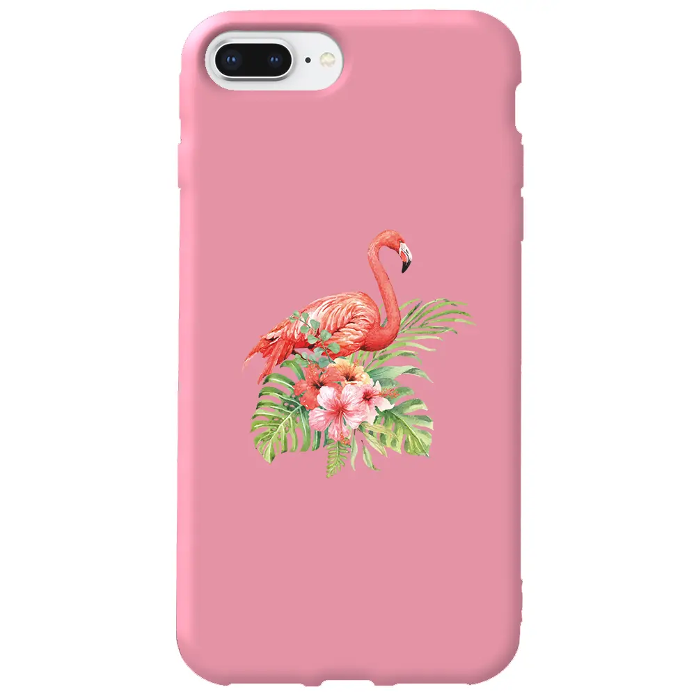 Apple iPhone 7 Plus Pembe Renkli Silikon Telefon Kılıfı - Flamingo