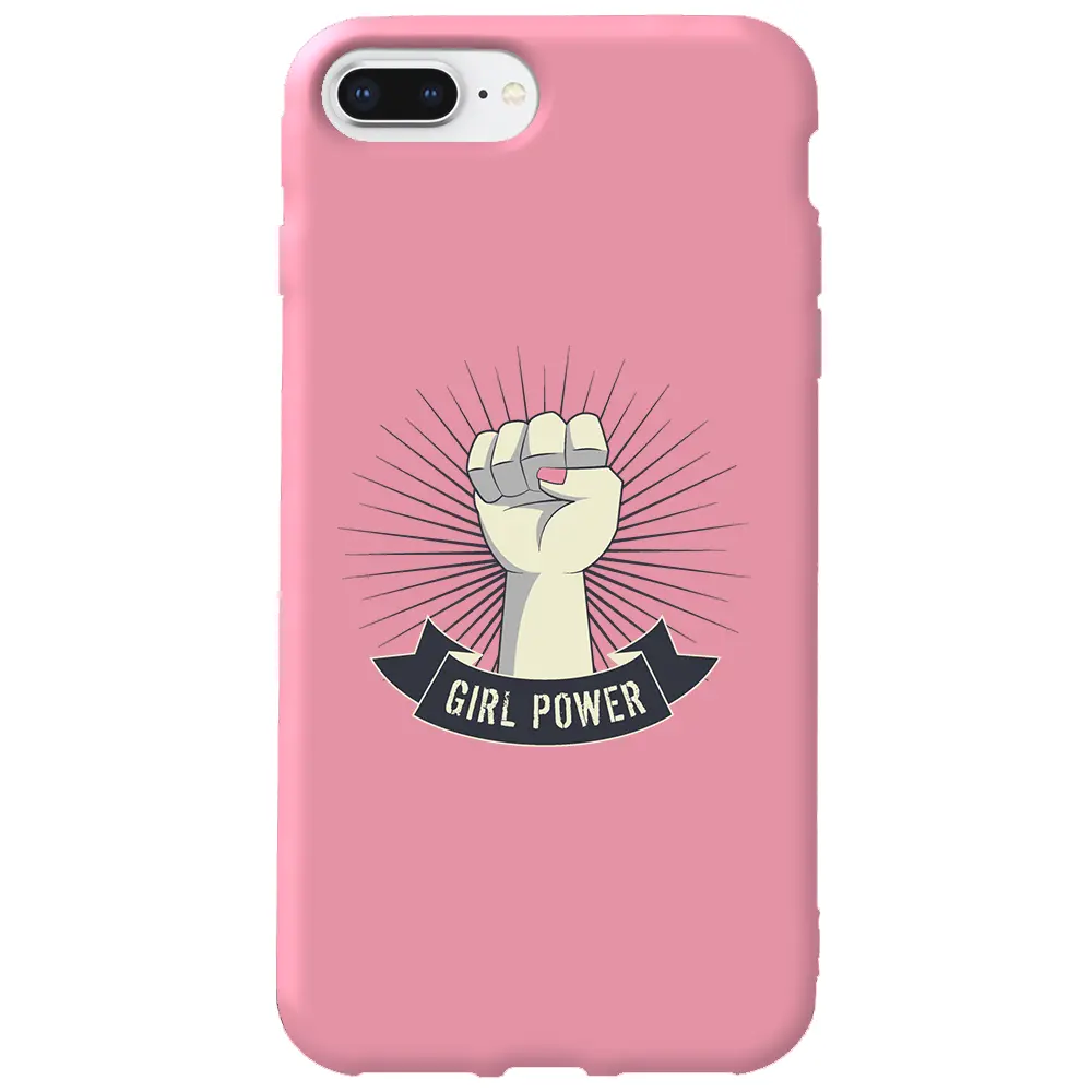 Apple iPhone 7 Plus Pembe Renkli Silikon Telefon Kılıfı - Girl Punch