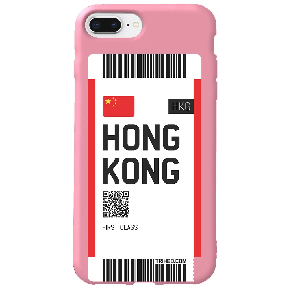 Apple iPhone 7 Plus Pembe Renkli Silikon Telefon Kılıfı - Hong Kong Bileti