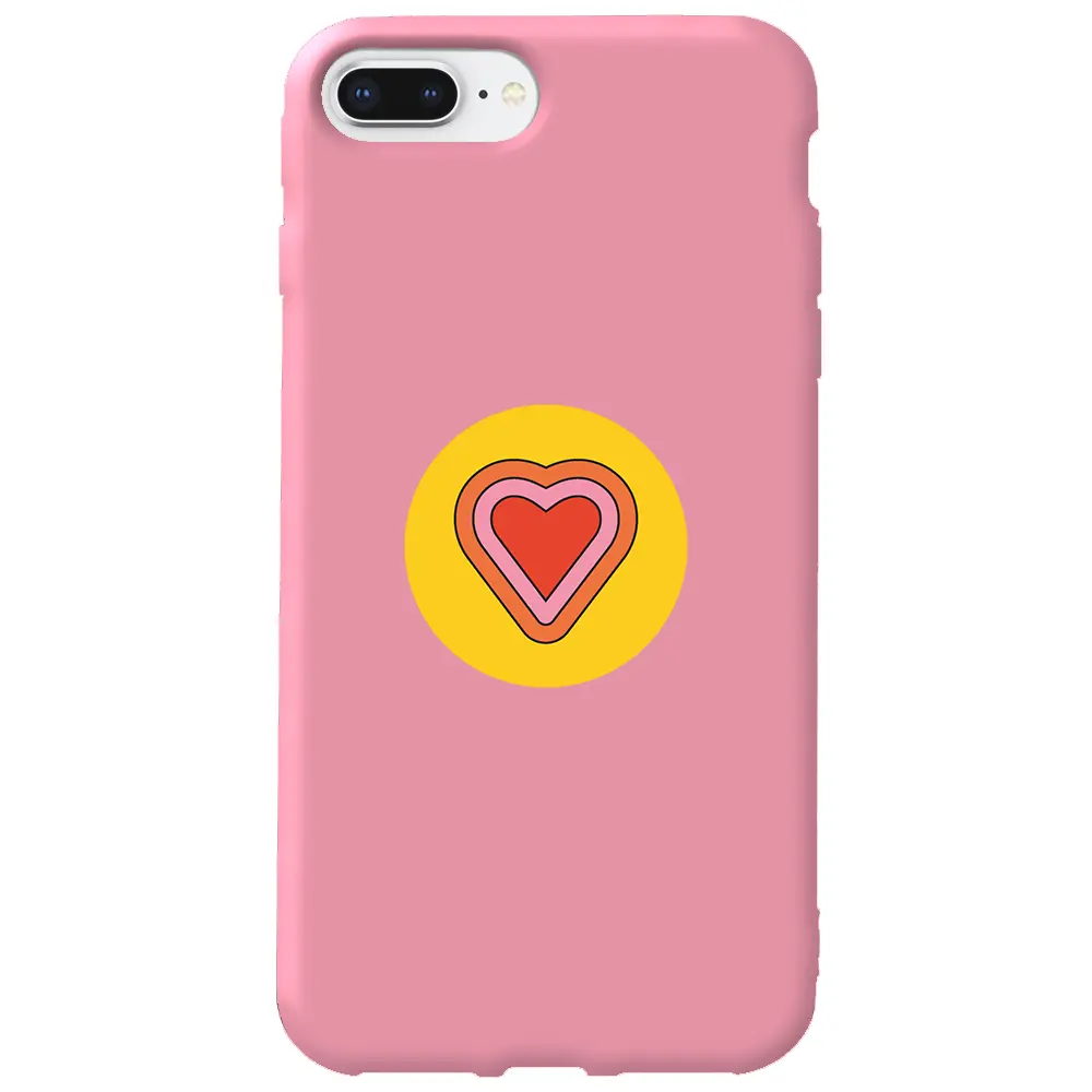 Apple iPhone 7 Plus Pembe Renkli Silikon Telefon Kılıfı - Kalp