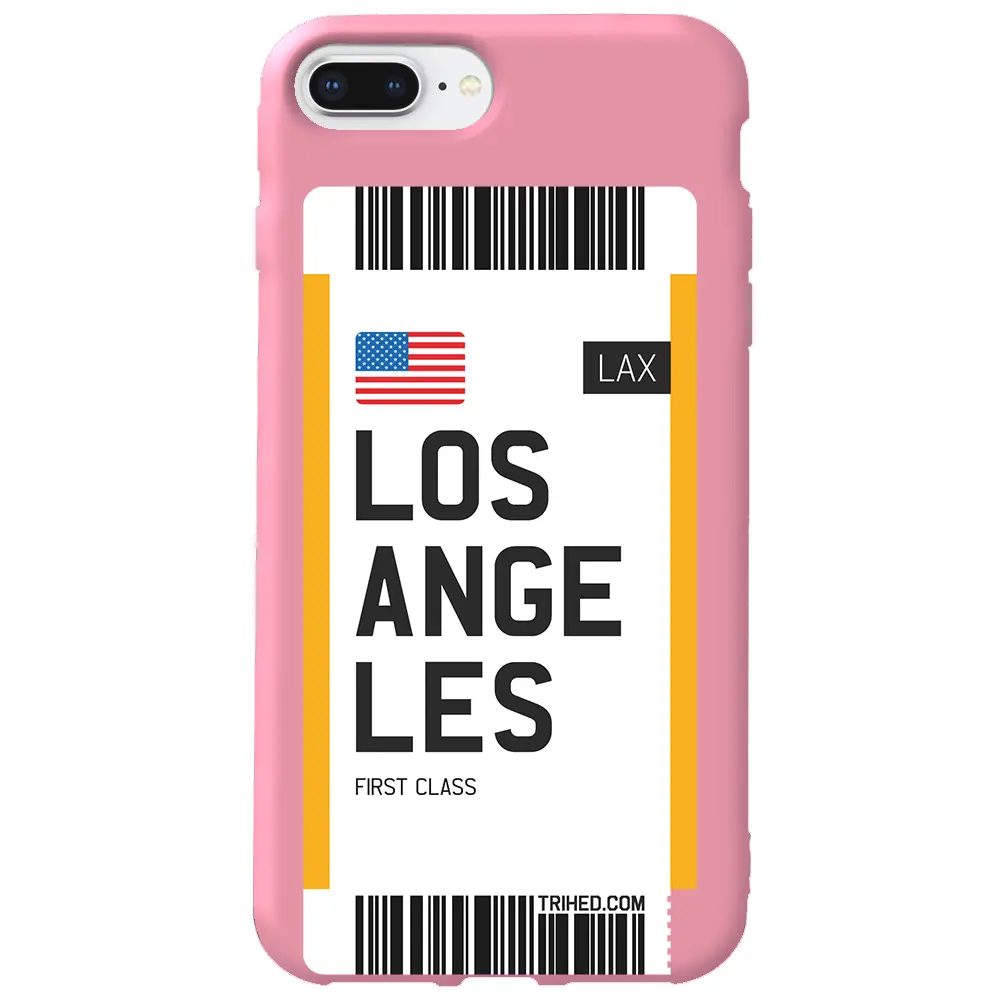 Apple iPhone 7 Plus Pembe Renkli Silikon Telefon Kılıfı - Los Angeles Bileti