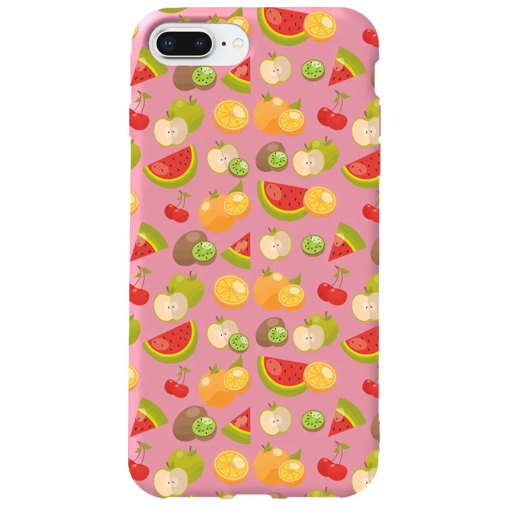 Apple iPhone 7 Plus Pembe Renkli Silikon Telefon Kılıfı - Meyve Bahcesi